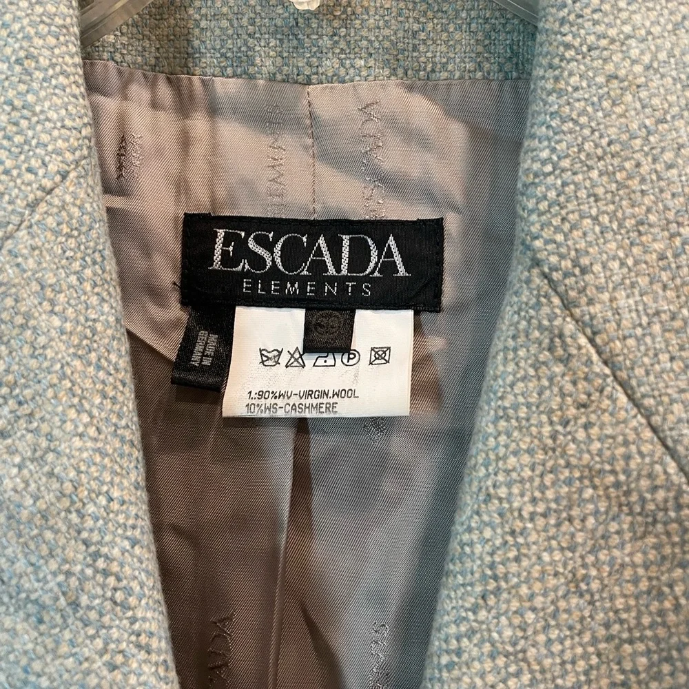 Escada Elements sage 3 Button satin lined virgin wool/Cashmere blazer women’s 38